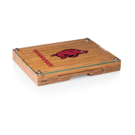 Arkansas Razorbacks Glass Top Cheese Cutting Board & Tools Set