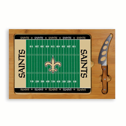New Orleans Saints Football Field - Icon Glass Top Cutting Board & Knife Set