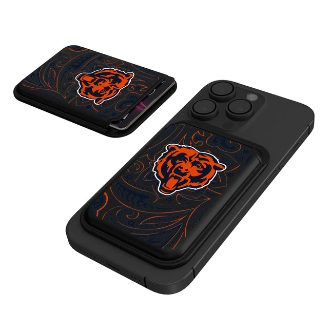 Chicago Bears Black Magnetic Credit Card Wallet Paisley