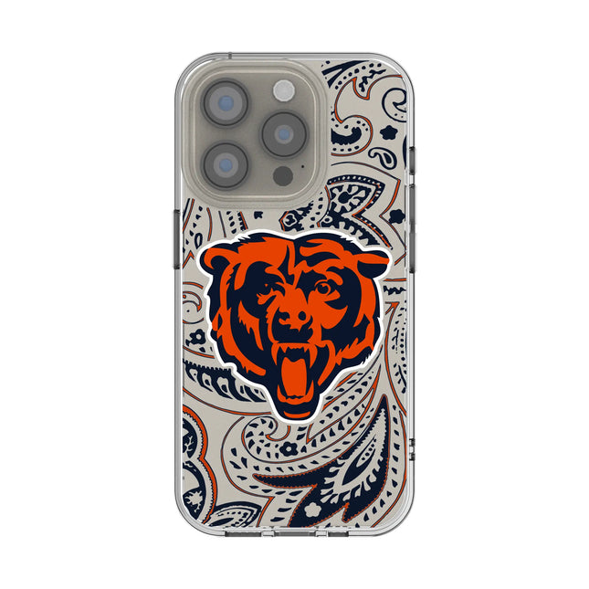 Chicago Bears Clear Phone Case Paisley for iPhone