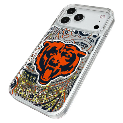 Chicago Bears Paisley Glitter Phone Case for Apple iPhone