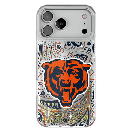 Chicago Bears Paisley Glitter Phone Case for Apple iPhone