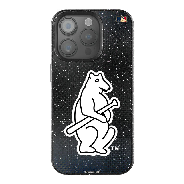 Chicago Cubs 1914 - Cooperstown Collection Linen Black Bling Phone Case for Apple iPhone