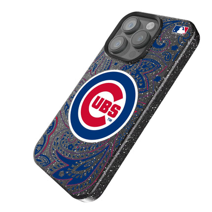 Chicago Cubs Paisley Black Bling Phone Case for Apple iPhone