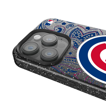 Chicago Cubs Paisley Black Bling Phone Case for Apple iPhone