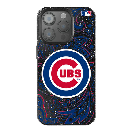 Chicago Cubs Paisley Black Bling Phone Case for Apple iPhone