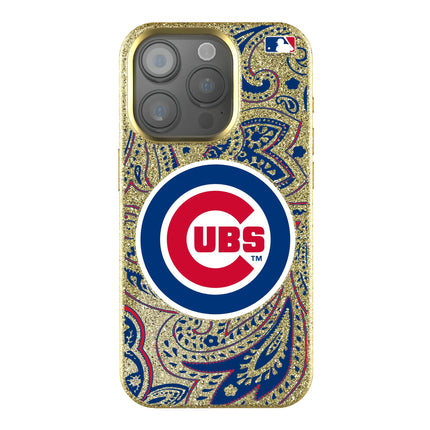 Chicago Cubs Paisley Bling Phone Case for Apple iPhone