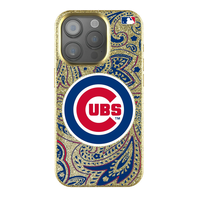 Chicago Cubs Paisley Bling Phone Case for Apple iPhone