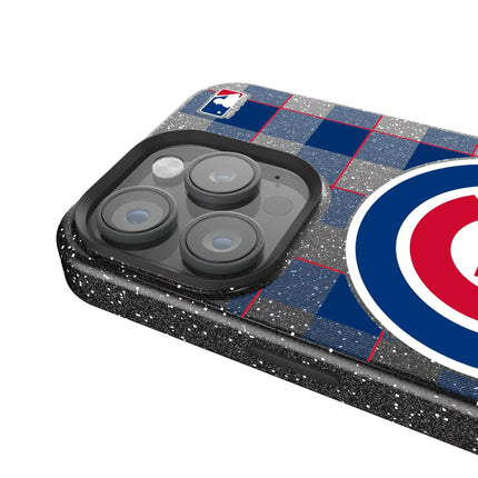 Chicago Cubs Plaid Black Bling Phone Case for Apple iPhone