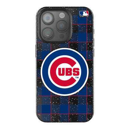 Chicago Cubs Plaid Black Bling Phone Case for Apple iPhone
