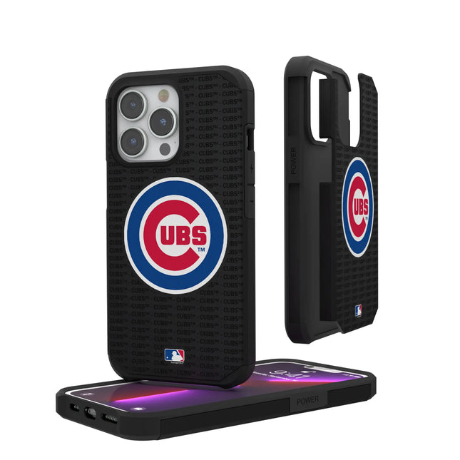 Chicago Cubs Text Backdrop Rugged Phone Case for Apple iPhone