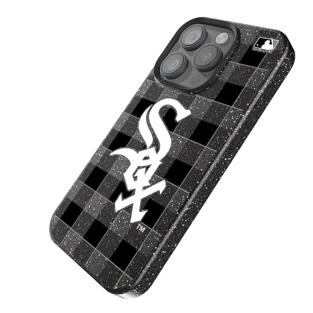 Chicago White Sox Plaid Black Bling Phone Case for Apple iPhone
