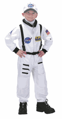 Child Astronaut Jumpsuit - White with Embroidered Cap