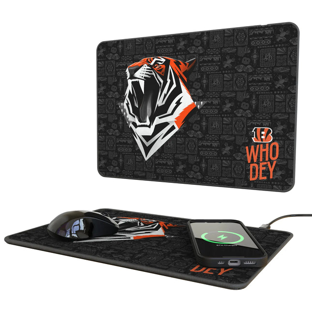 Cincinnati Bengals 15-Watt Wireless Charger & Mouse Pad Deco