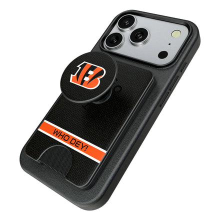 Cincinnati Bengals Endzone Solid PopSockets MagSafe-Compatible PopWallet+