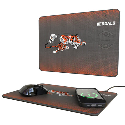 Bengals 15W Wireless Charger & Mouse Pad Historic Linen