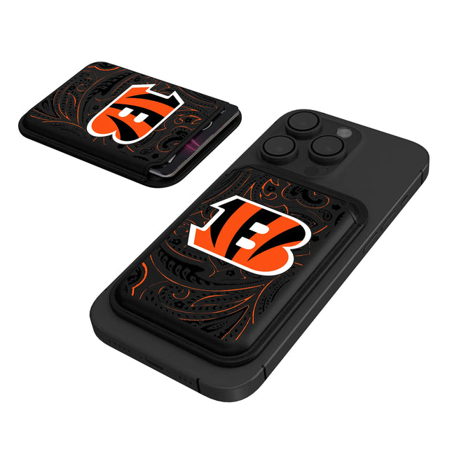 Cincinnati Bengals Black Magnetic Credit Card Wallet Paisley
