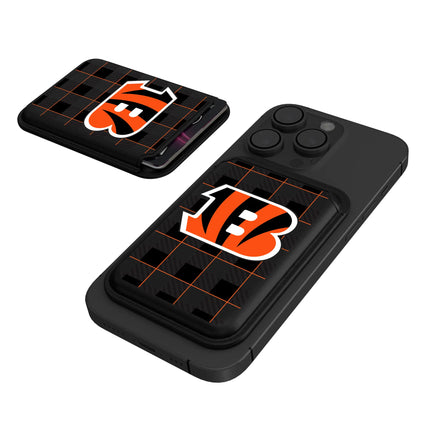 Cincinnati Bengals Black Magnetic Credit Card Wallet Plaid