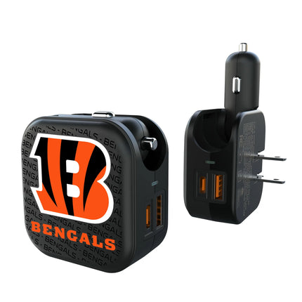Cincinnati Bengals 2 in 1 USB A/C Charger Text