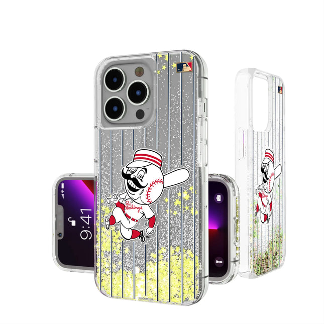 Cincinnati Reds 1953-1967 - Cooperstown Collection Pinstripe Glitter Phone Case for Apple iPhone