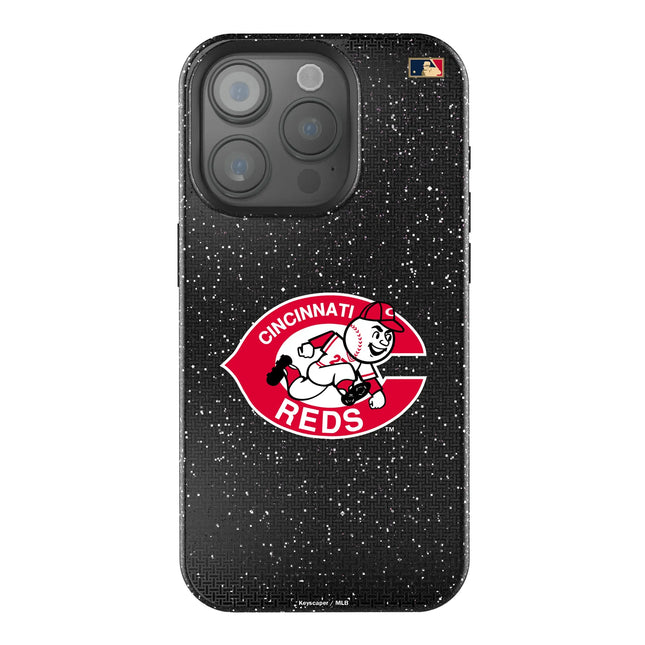Cincinnati Reds 1974-1992 - Cooperstown Collection Linen Black Bling Phone Case for Apple iPhone
