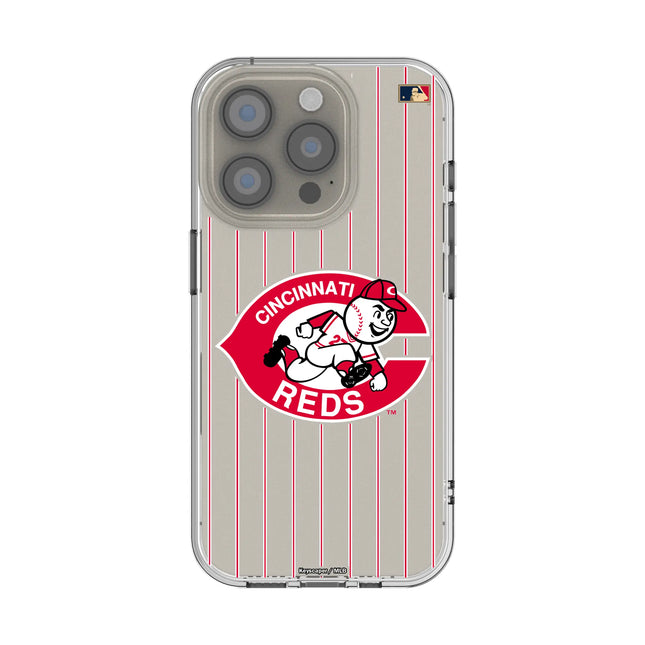 Cincinnati Reds 1974-1992 - Cooperstown Collection Pinstripe Clear Phone Case for Apple iPhone