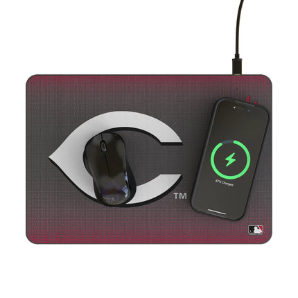 Cincinnati Reds Linen 15-Watt Wireless Charger and Mouse Pad