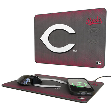 Cincinnati Reds Linen 15-Watt Wireless Charger and Mouse Pad