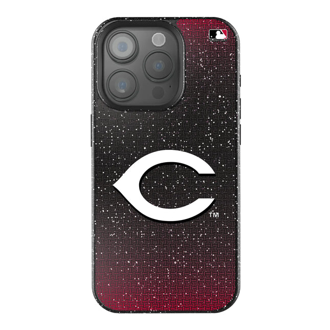 Cincinnati Reds Linen Black Bling Phone Case for Apple iPhone