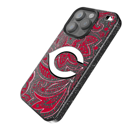 Cincinnati Reds Paisley Black Bling Phone Case for Apple iPhone