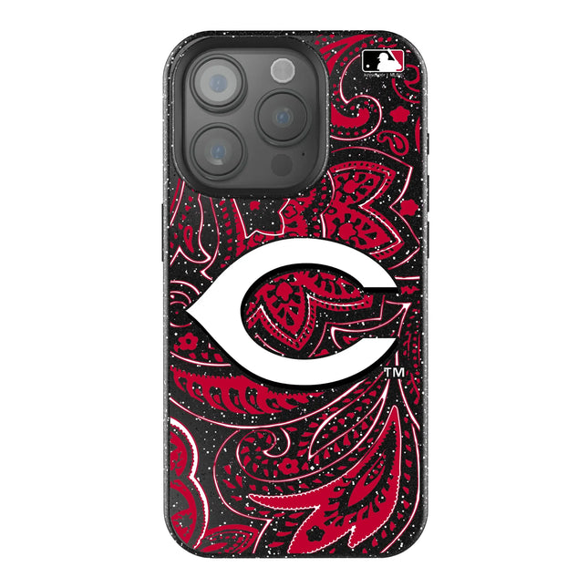 Cincinnati Reds Paisley Black Bling Phone Case for Apple iPhone
