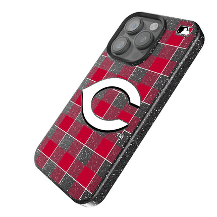 Cincinnati Reds Plaid Black Bling Phone Case for Apple iPhone