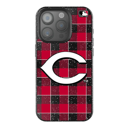 Cincinnati Reds Plaid Black Bling Phone Case for Apple iPhone