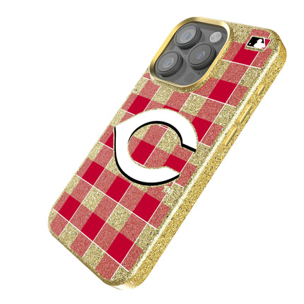 Cincinnati Reds Plaid Bling Phone Case for Apple iPhone