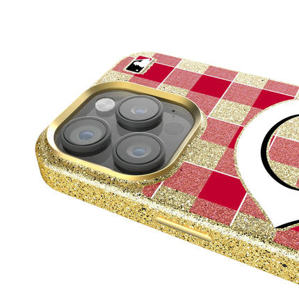 Cincinnati Reds Plaid Bling Phone Case for Apple iPhone