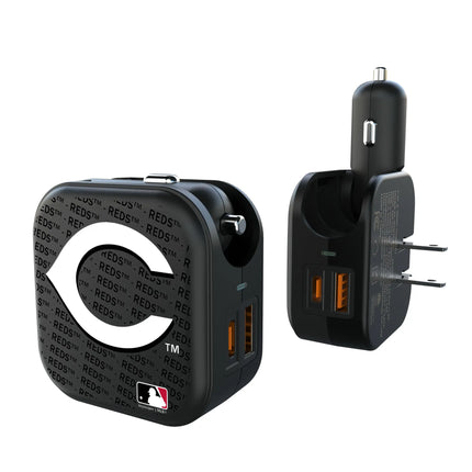 Cincinnati Reds Text Backdrop 2 in 1 USB A/C Charger