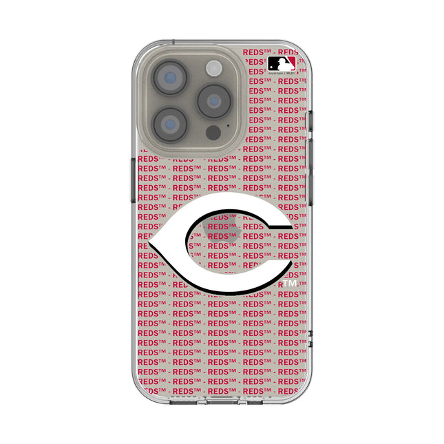 Cincinnati Reds Text Backdrop Clear Phone Case for Apple iPhone