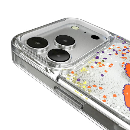 Clemson University Tigers Confetti Glitter Phone Case for Apple iPhone