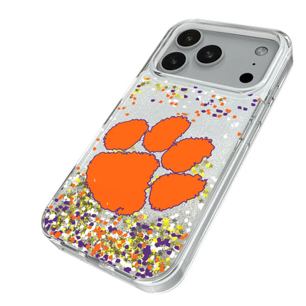 Clemson University Tigers Confetti Glitter Phone Case for Apple iPhone