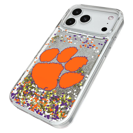 Clemson University Tigers Confetti Glitter Phone Case for Apple iPhone