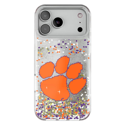 Clemson University Tigers Confetti Glitter Phone Case for Apple iPhone