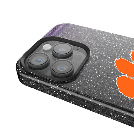 Clemson University Tigers Linen Black Bling Phone Case for Apple iPhone