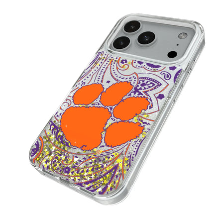 Clemson University Tigers Paisley Glitter Phone Case for Apple iPhone