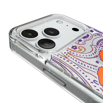 Clemson University Tigers Paisley Glitter Phone Case for Apple iPhone