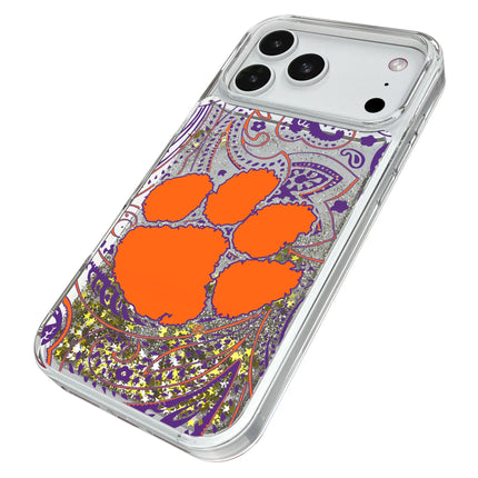 Clemson University Tigers Paisley Glitter Phone Case for Apple iPhone