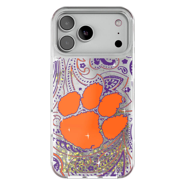 Clemson University Tigers Paisley Glitter Phone Case for Apple iPhone