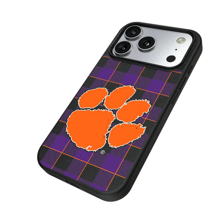 Clemson University Tigers Plaid MagSafe Compatible Phone Case for Apple iPhone