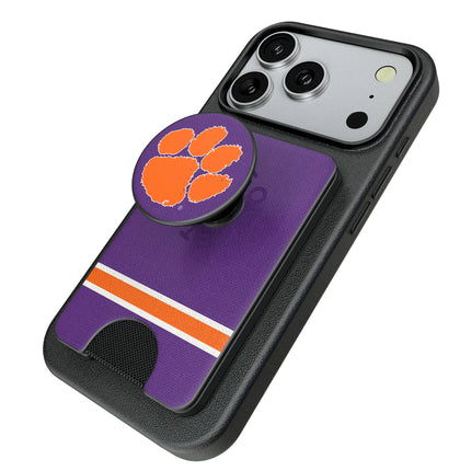 Clemson University Tigers Stripe PopSockets MagSafe-Compatible PopWallet+