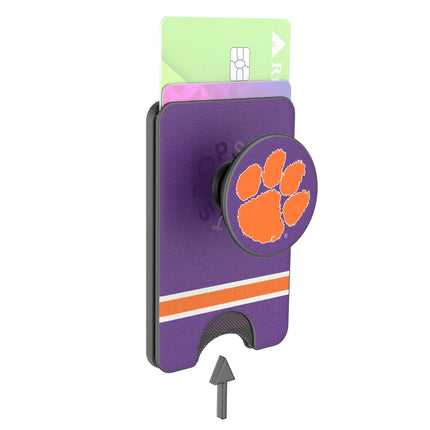 Clemson University Tigers Stripe PopSockets MagSafe-Compatible PopWallet+