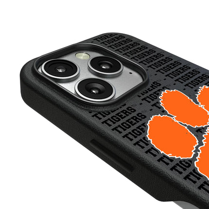 Clemson University Tigers Text Backdrop MagSafe Compatible Phone Case for Apple iPhone